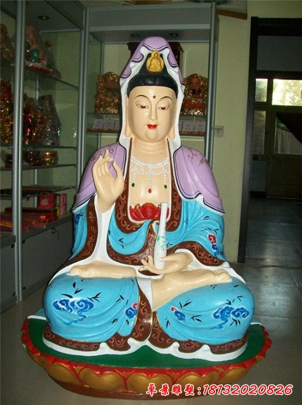 觀音菩薩雕塑，玻璃鋼彩繪觀音雕塑