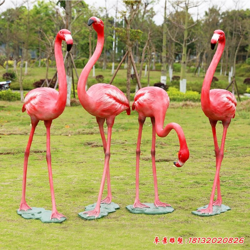 火烈鳥(niǎo)雕塑，玻璃鋼仿真動(dòng)物雕塑