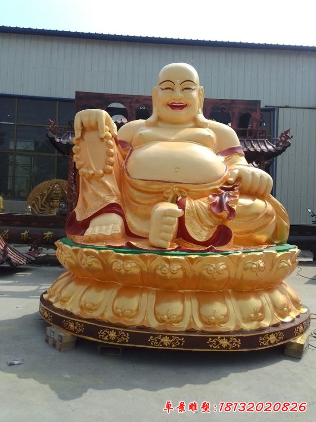 笑面佛雕塑，玻璃鋼坐式佛像