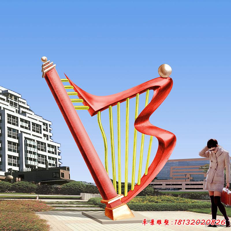 不銹鋼豎琴雕塑，廣場(chǎng)豎琴不銹鋼雕塑 (2)