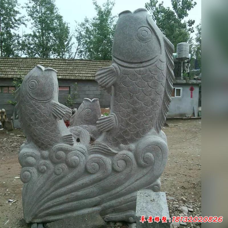 石雕魚，公園噴泉魚動(dòng)物雕塑 (3)