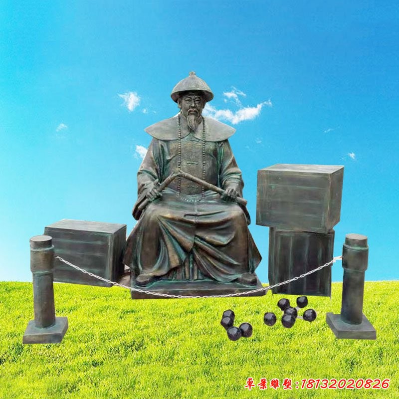 玻璃鋼仿銅人物雕塑，林則徐人物雕塑
