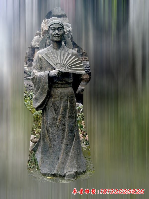 杜甫人物銅雕，公園古代詩(shī)人銅雕