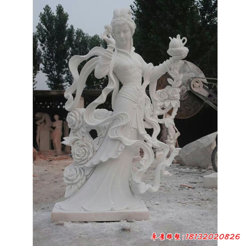 漢白玉仙女雕塑，石雕天女散花