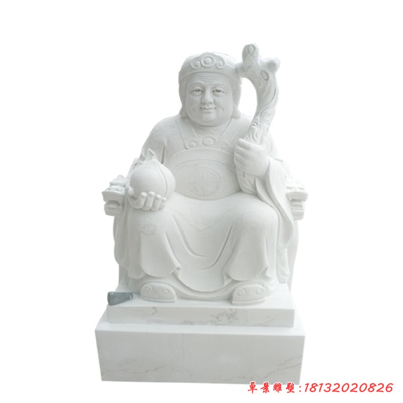土地婆石雕，漢白玉神像