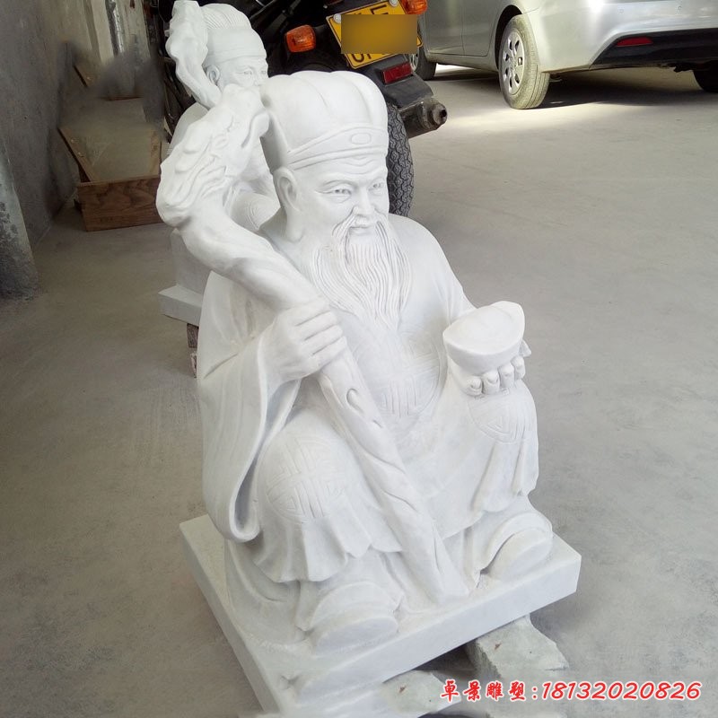 土地爺石雕，漢白玉神仙