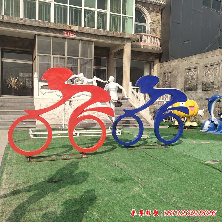 不銹鋼抽象騎車雕塑2