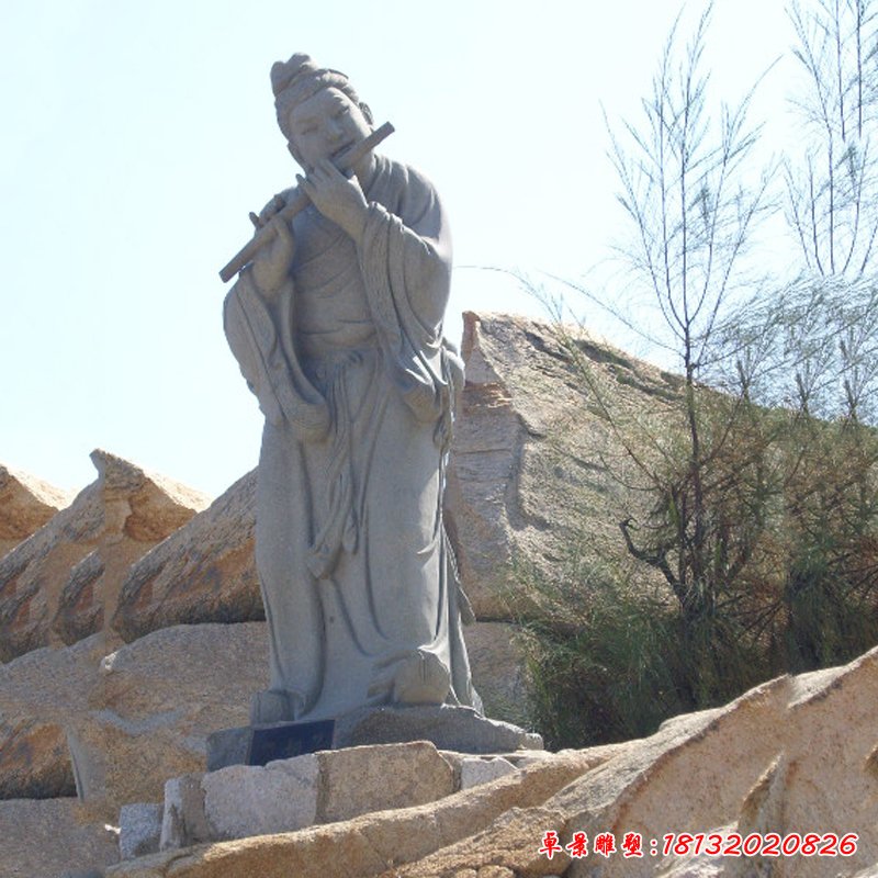 韓湘子石雕，石雕八仙雕塑