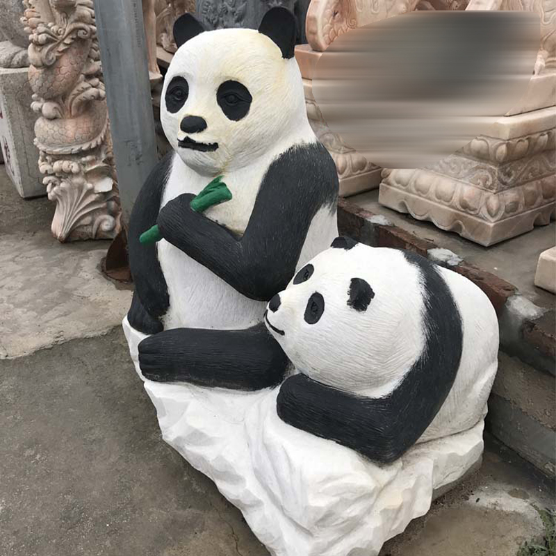 公園大熊貓石雕，景觀動物石雕 (2)
