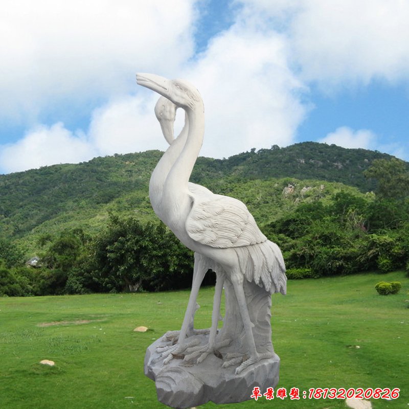 公園石雕仙鶴擺件，大理石動物是