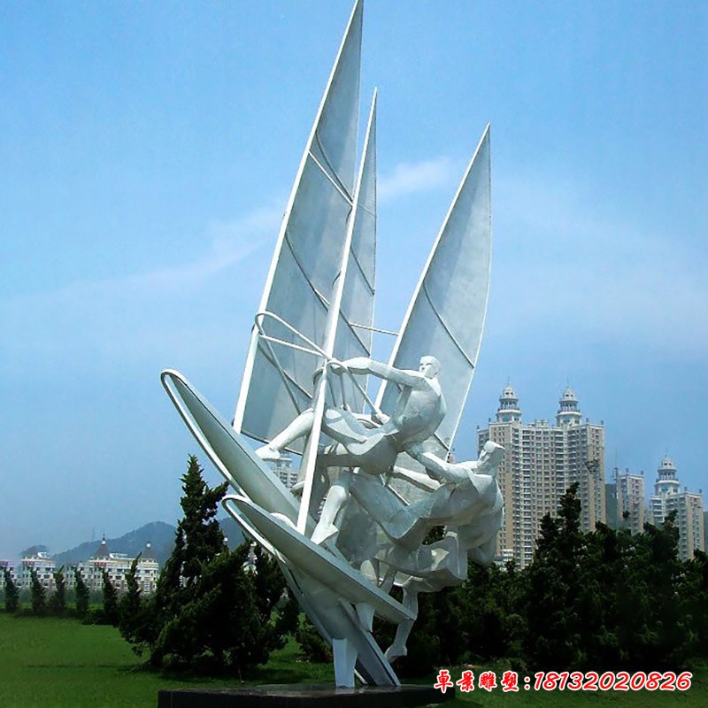 不銹鋼帆船比賽雕塑，公園不銹鋼雕塑