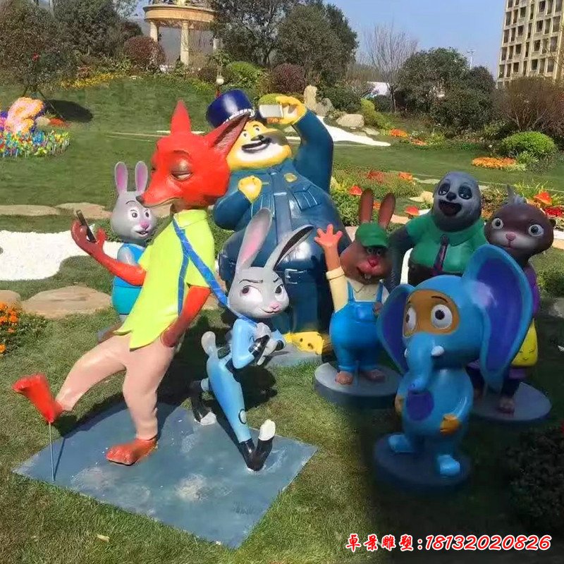 游樂場景觀擺件，玻璃鋼瘋狂動物城雕塑 (2)(1)