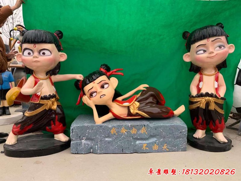 玻璃鋼卡通動(dòng)畫(huà)哪吒雕塑