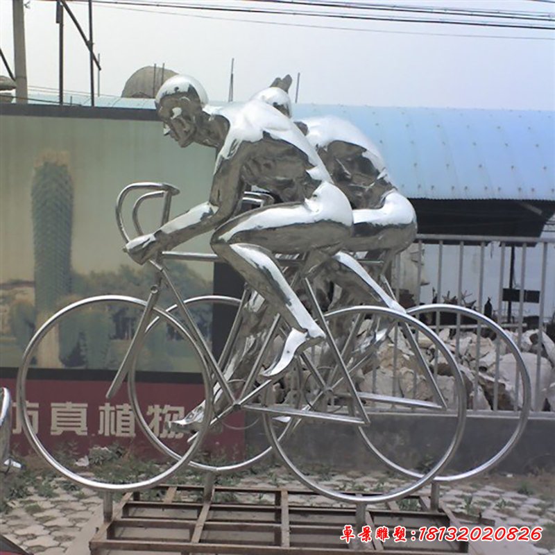 不銹鋼騎自行車雕塑，公園不銹鋼騎自行車雕塑