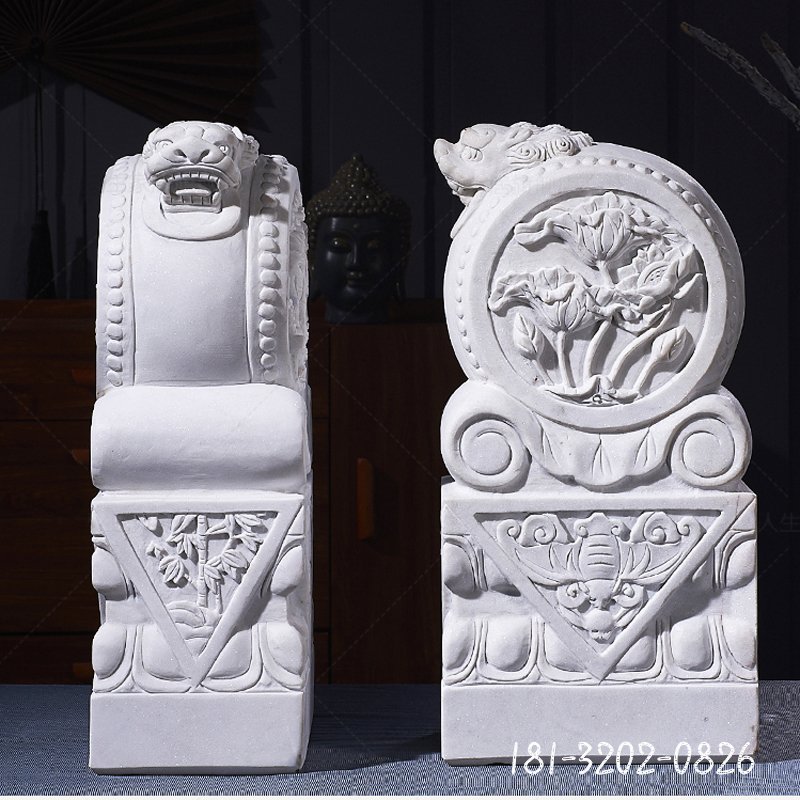 漢白玉門(mén)墩,招財(cái)抱鼓石