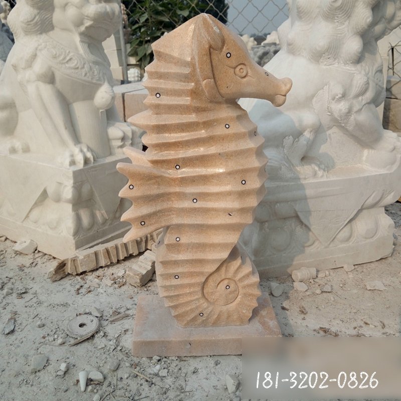 噴水海馬石雕，公園景觀石雕